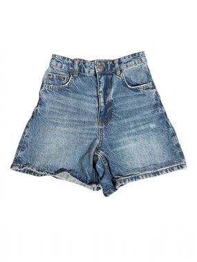 Zara Women’s High Rise Medium Wash Blue Mom Fit Denim Shorts Size 2